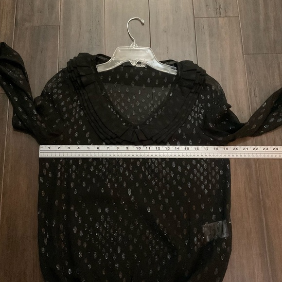 LOVE MOSCHINO Black Silk Sheer Dotted Long Sleeve Top Size 8 - Picture 7 of 7